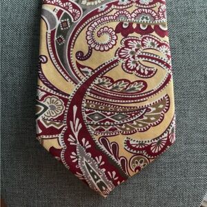 Christian Dior Monsieur 100% Silk Neck Tie Burgundy Red Gold casual business